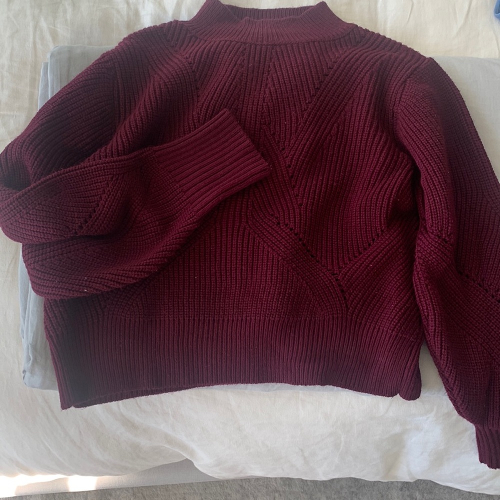 Red mockneck TopShop sweater